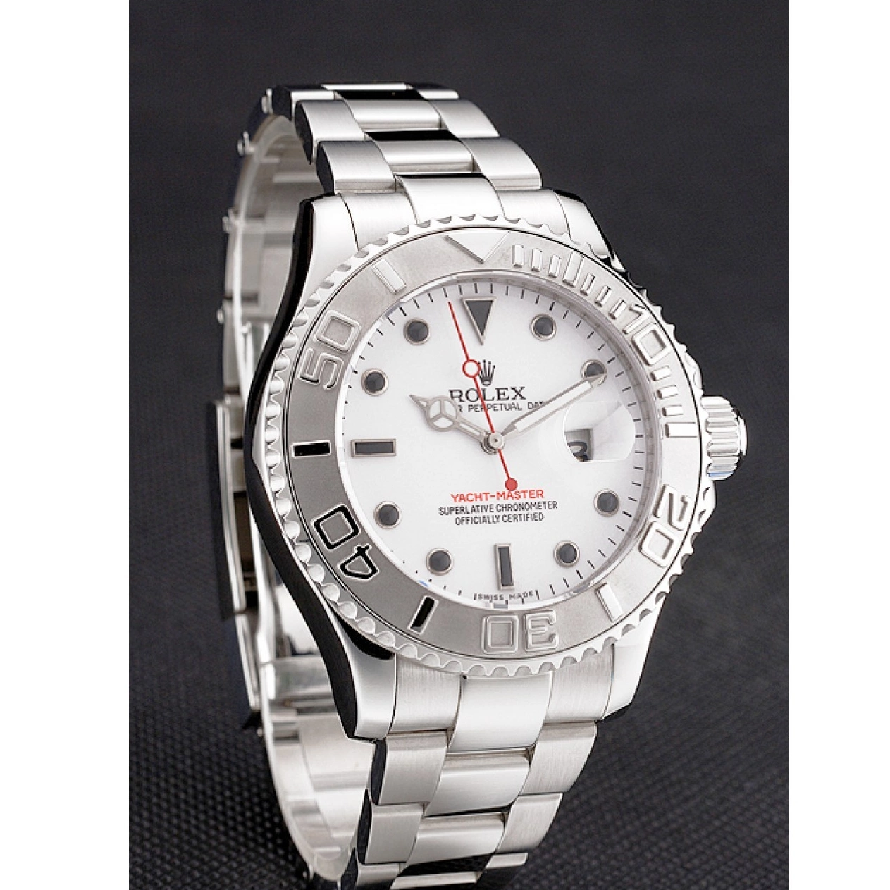 Good copy rolex watches White Case Yacht-Master Bracelet And Stainless Dial Steel Rolex 0522